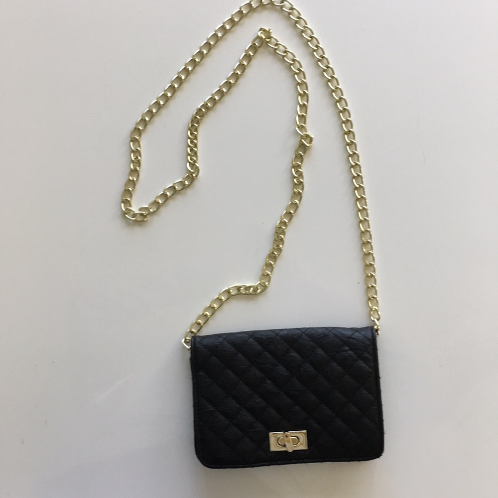 Small black and gold crossbody